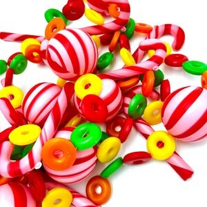 Vintage 9 Ft. Plastic Blow Mold Lifesaver Candy Cane Round Ball Garland Holiday